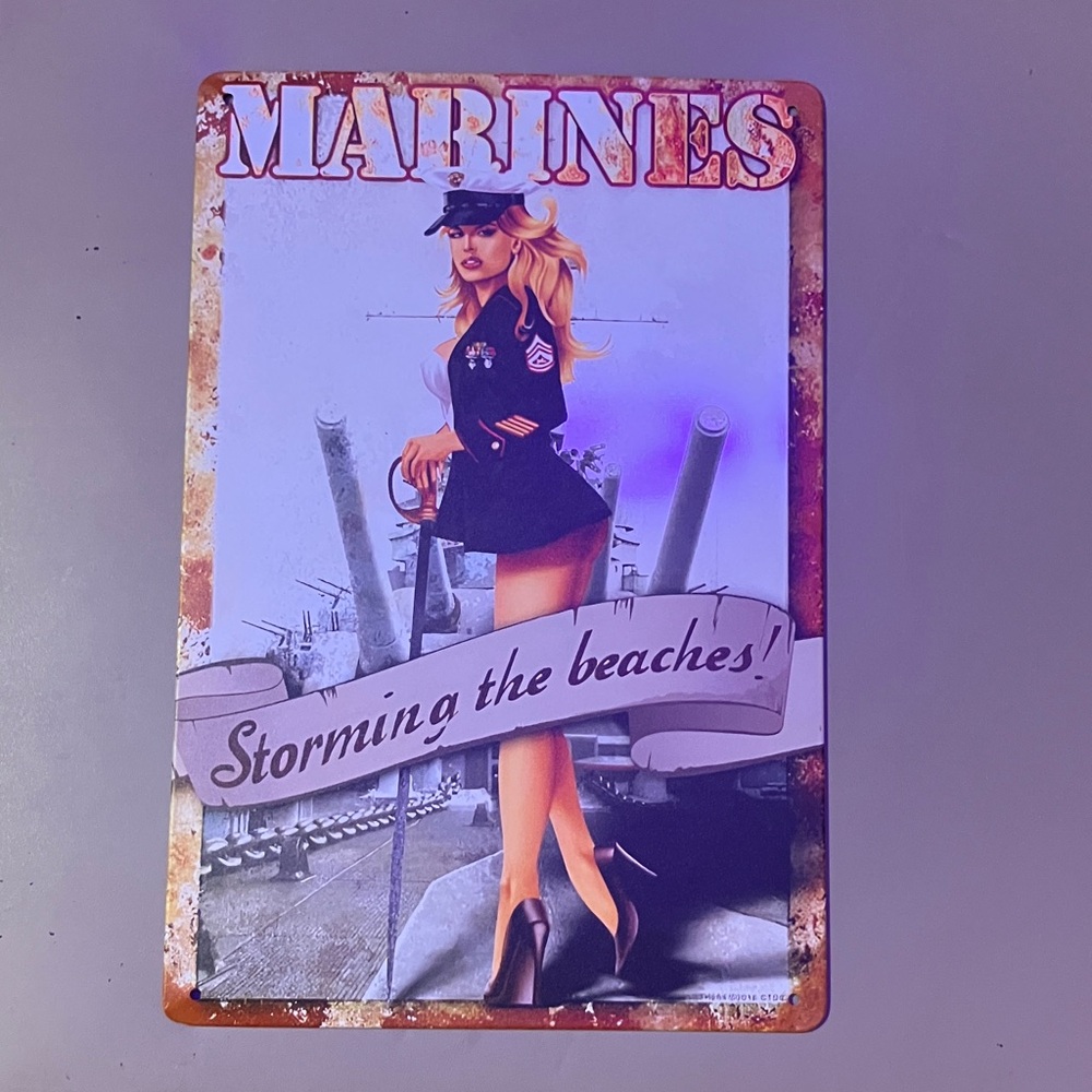 Marines Pin-Up Metal Sign